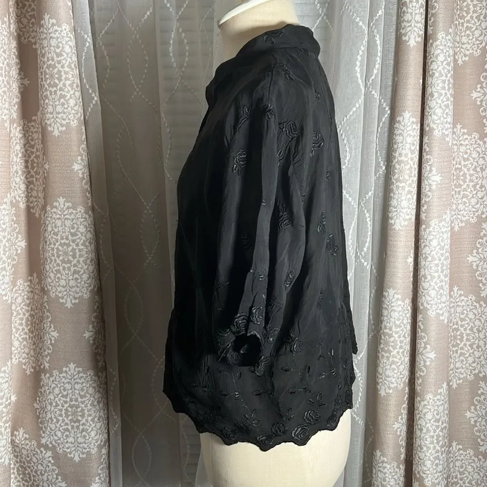 Johnny Was black button down shirt size medium - Picture 6 of 11